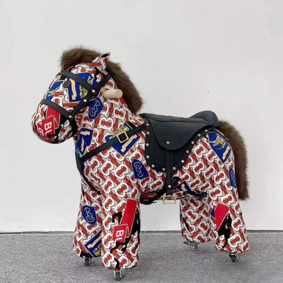 Rocking wooden horse chair for adult children's room decoration solid wood multi-colored toys Christmas gifts - Detail 1