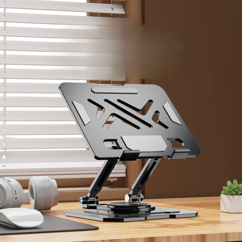 Sturdy 360° Rotation Tablet Stand Adjustable Foldable Notebook Holder Space-saving Durable Desktop Riser for 10-17 Inch Laptops