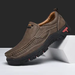 2025 Handmade Shoes Genuine Leather Casual Shoe for Men Flat Platform Walking Outdoor Footwear Loafers Large Size 50