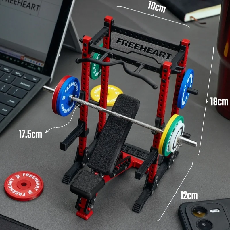FREEHEART Mini Squat Rack Barbell Ornament Creative Desk Decor Fitness Trendy Figurine Birthday Gift For Gym Fitness Enthusiasts