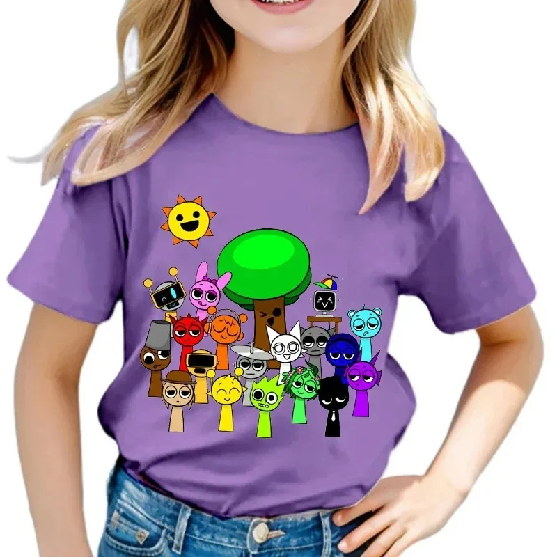 Lustige Sprunki T-Shirts für Jungen und Mädchen, Sommer-Kurzarm-T-Shirts, Kinder-Cartoon-Incredibox-Spiel-T-Shirt, Sprunki Kinderkleidung, Oberteile – Detail 4