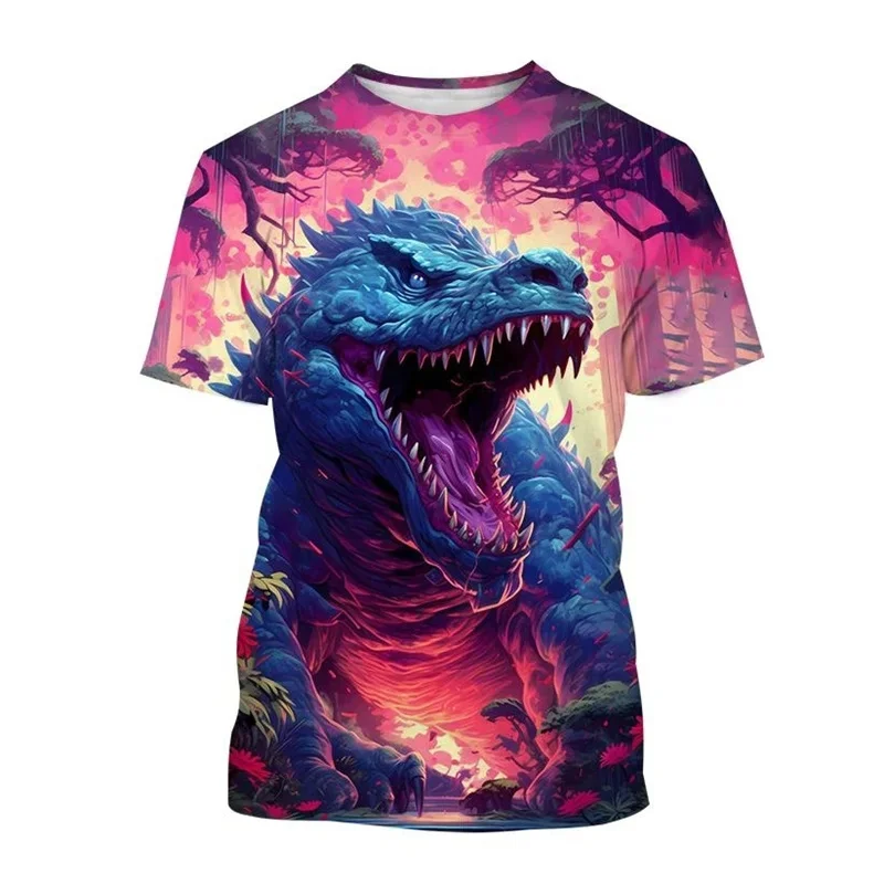 3D Printed Animal Dinosaur T-Shirt For Men Kids Tyrannosaurus Pattern T Shirts Casual Short Sleeve Round Neck Street Tees Tops