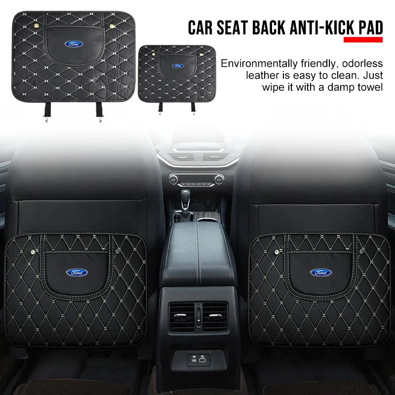 

PU Leather Car Anti-Kick Mats Auto Seat Back Protector Cover sticker For Ford Fiesta EcoSport Ranger Mondeo Mustang FOCUS 2 3 4
