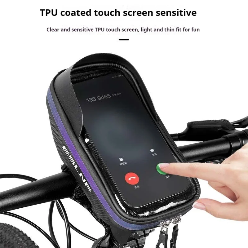 ESLNF Hard Shell Phone Bag Cycling Bag Handlebar Bag Waterproof Large Capacity Touchscreen Compatible Bicycle Accessories