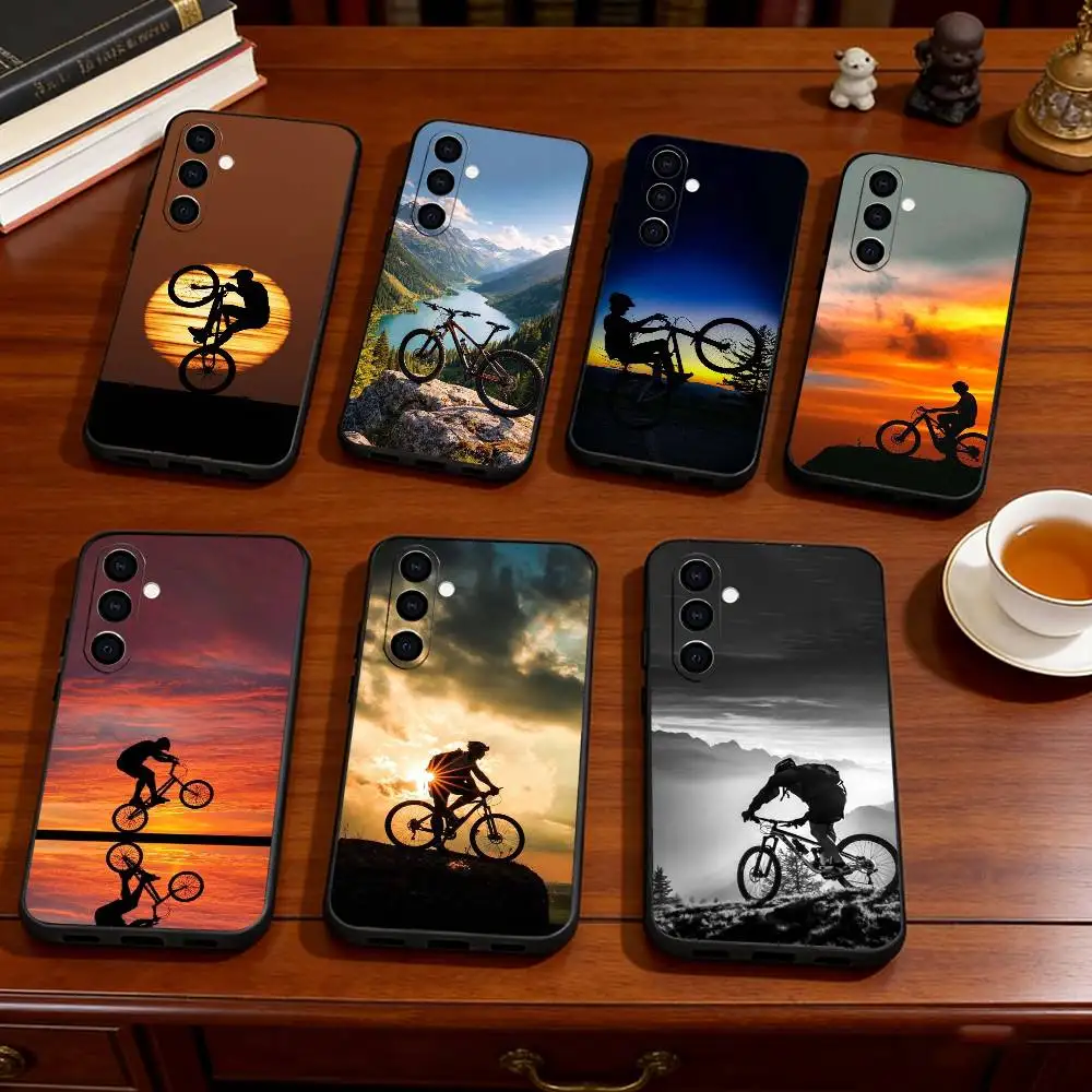 B-Bike A-Art Phone Case Black Silicone Soft For Samsung Galaxy A73,A72,A71,A70,A53,A52,A51