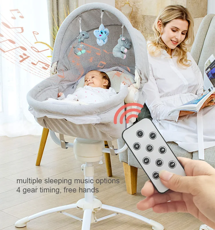 New three-in-one electric crib baby can sit and reclining rocking chair European-style dining chair lift cradle baby bed