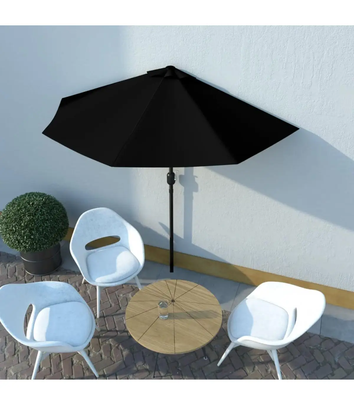 Umbrellas balcony semicircular stick aluminum black 270x135x245cm