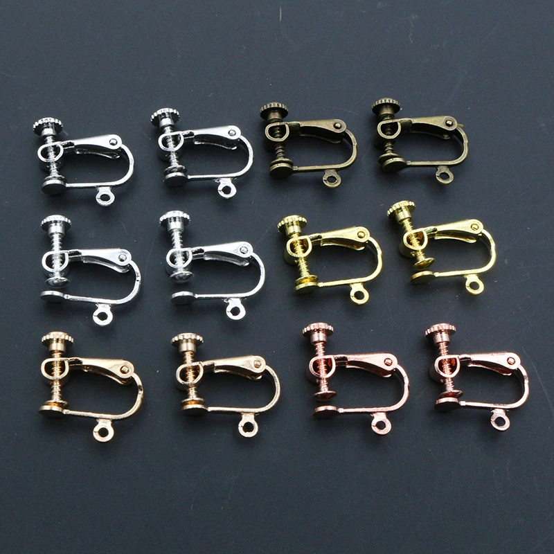 10 stücke 15*13mm Messing Schraube Ohr Clip Ohrring Einstellungen Drehen Pads Erkenntnisse Basis Blank Lünette Für schmuck Machen Liefert