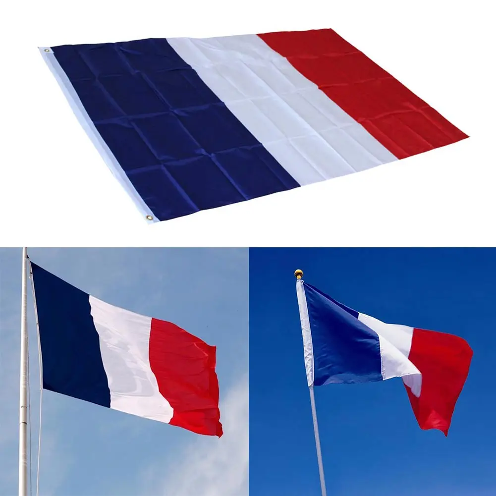 1pc 90x150cm French Flag with Brass Grommets - 3x5 Feet Polyester Banner, Fade-Resistant & Durable for Outdoor Display