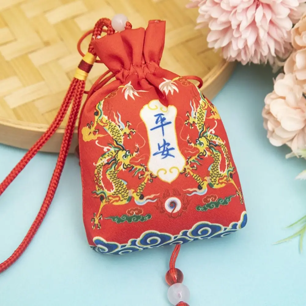 

New Year Lucky Bag Dragon Year Cloth Sachet Printing Bundle Pocket Hanging Tassel Small Pouch Car Hanging Jewelry Packaging