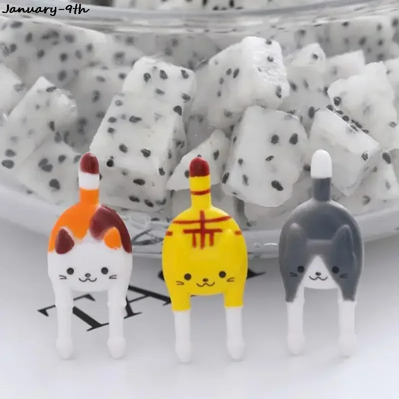 Tenedor de fruta de dibujos animados, Mini viñetas de animales, selecciones de comida, aperitivos, pasteles, postres, tenedores de comida, accesorios para el almuerzo, decoración de fiesta