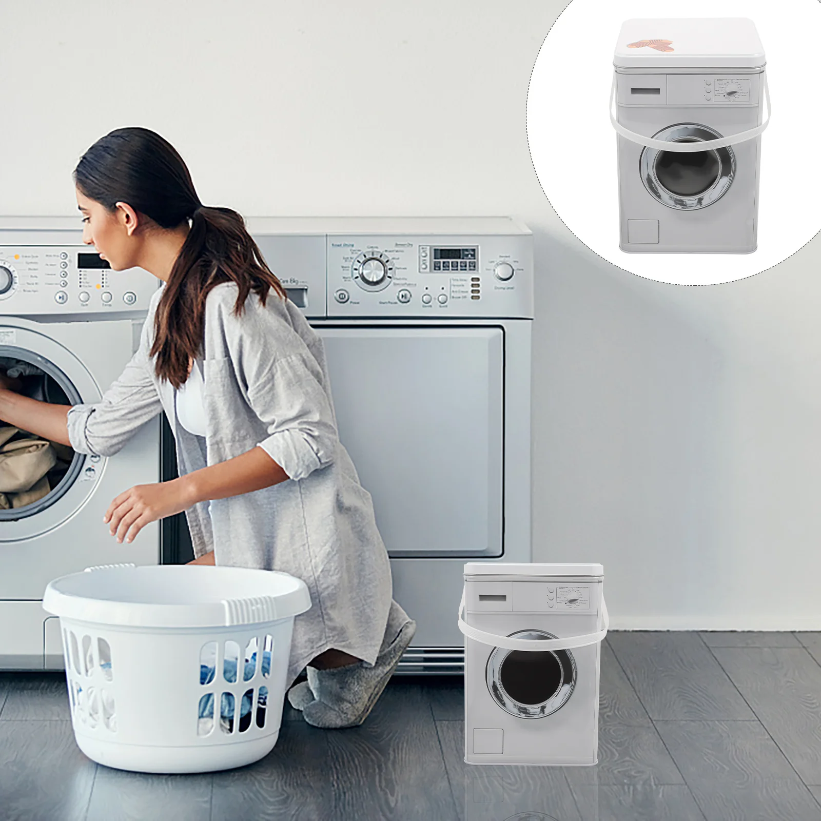 

Stylish Metal Laundry Powder Storage Box Washing Machine Design Large Capacity Container For Beads Powder Liquid Household