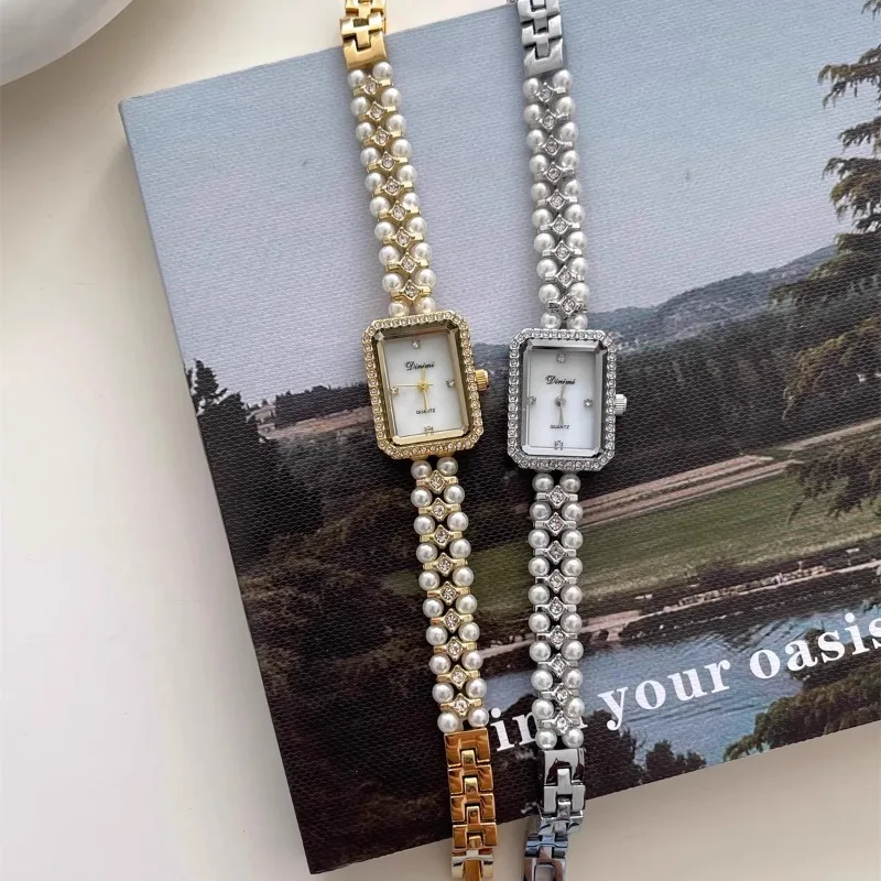 

Retro Small Pearl Bracelet Women Watch French Fashion Light Luxury Niche Senior Sense of Temperament Quartz Ladies Watch