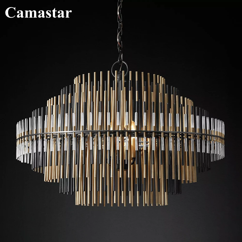 

Emile Round Chandelier Luxury Metal Rod Chandelier Lighting LED Traditional Acrylic Indoor Foyer Lustre Lamp for Dining Room