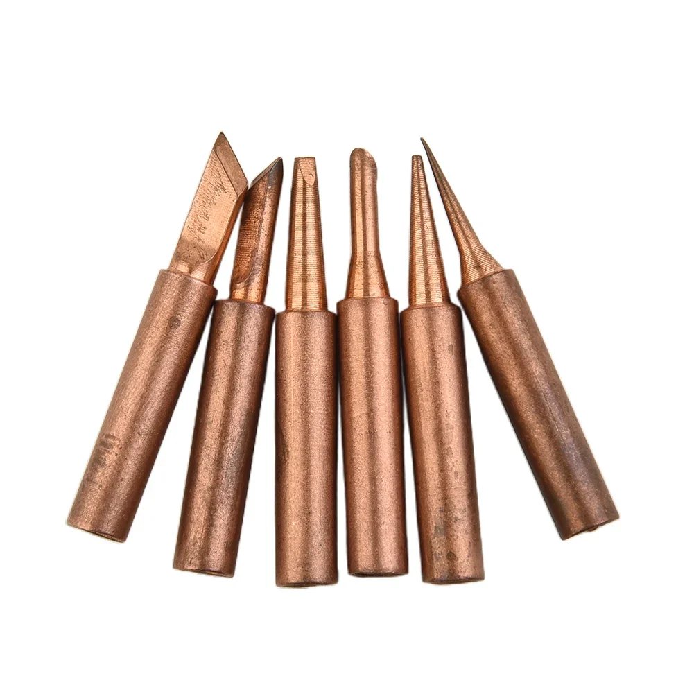 

7pcs Copper 900M-T Soldering Iron Tip & Handle Adapter Set For 936, 937, 938, 969, 8586, 852D Soldering Station