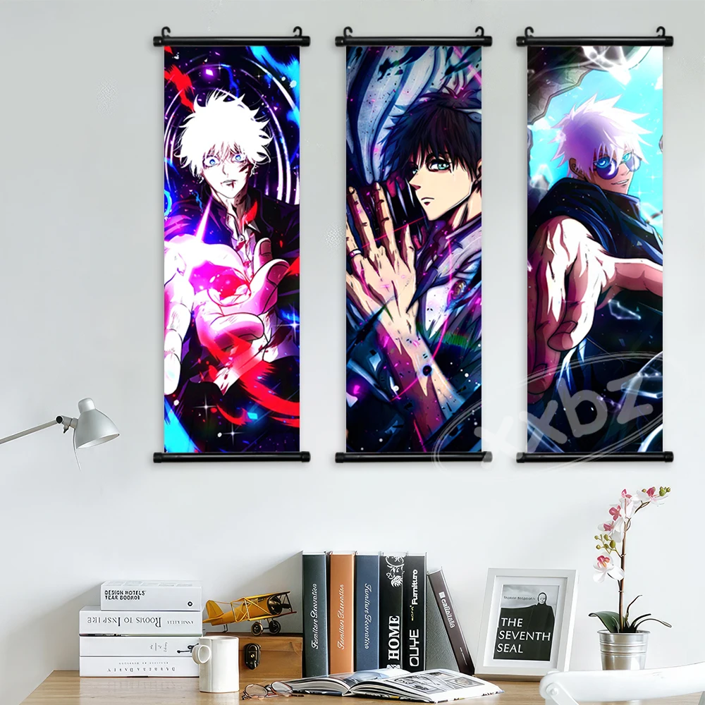 Jujutsu Kaisen HD-Druck-Poster, Wandkunst, Schriftrollen, Bilder, Anime-Figuren, Satoru Gojo, Leinwand, Heimdekoration, hängende Malerei – Detail 4