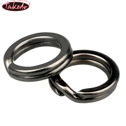 TAKEDO 100PCS/Bag New Arrival Classic Black Nickel Stainless Steel Split Ring Fishing Connector Fish Hooks Fishing Lures