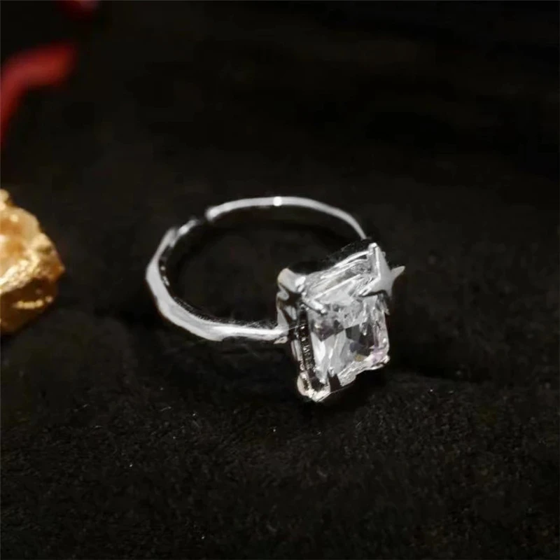 Japanese and Korean niche ins style diamond opening adjustable ring commuting temperament versatile 925 sterling silver jewelry