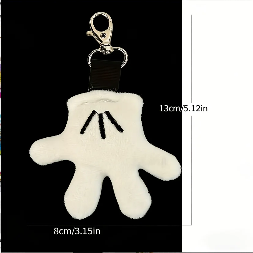 Disney Mickey Plush Glove Keychain - Women's Bag Decoration, White Synthetic Leather, Playful Design. Perfect Holiday Gifts - view 3