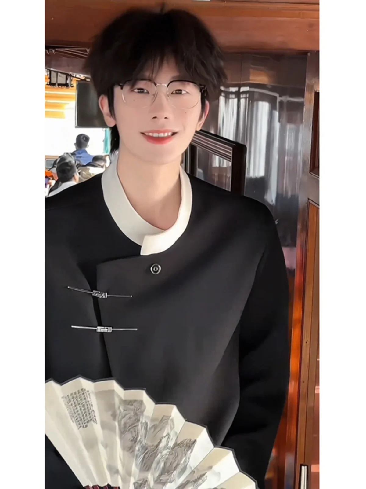 

New Chinese Sle Metal Button Men's Jaet Heavy Industry Neapolitan Faion Casual Loose Fit Polyester Youthful Energy