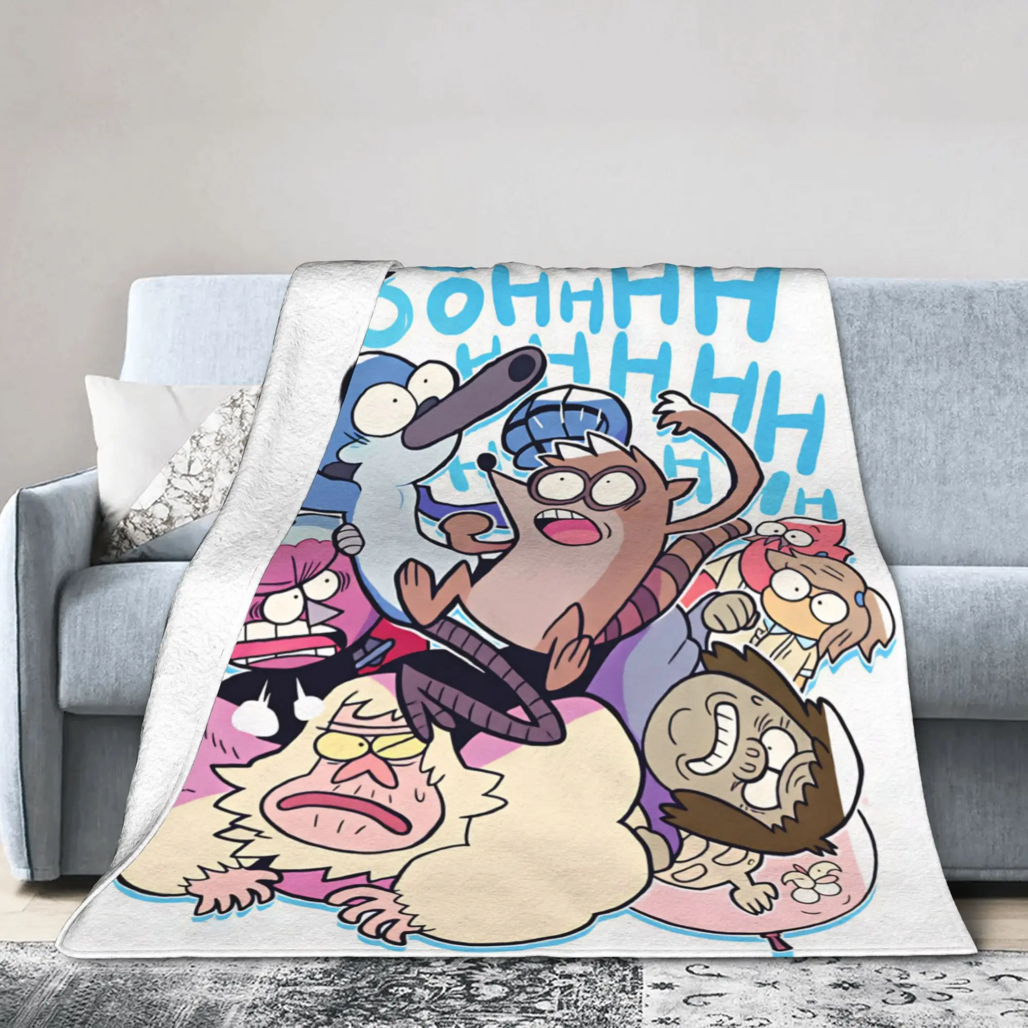 Mordecai And Rigby Regular Show Cartoon Characters Blanket Travel Throw Blanket Living Room Flannel Bedspread Sofa Bed Cover