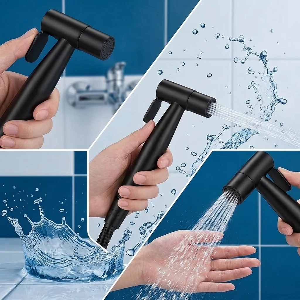 3-piece set of household multifunctional cleaning gun with streamlined anti slip grip. Suitable for bathroom and pet cleaning