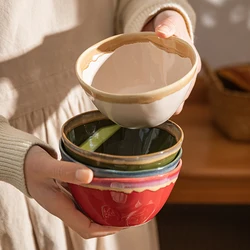 Japanese Kiln-Glaze Ceramic Rice Bowl Set for Home Dining, Personal Tableware, and Soup Ensemble – Exquisite Japanese Style