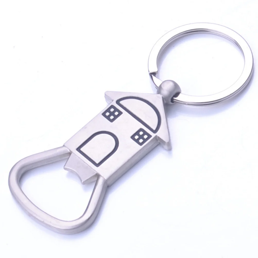 

House Shape Metal Keyrings Unique Bottle Openers Beer Opener Pendant Keychain Creative Gift (Silver)