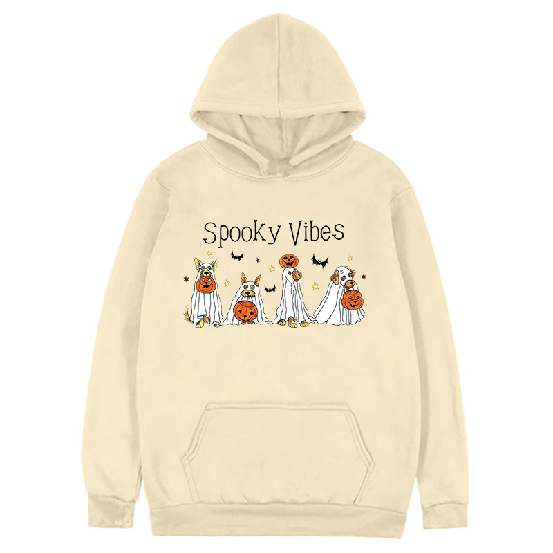 Halloween Sweatshirt Ghost  Hoodie Halloween Dog Sweatshirt Happy 2023 Halloween Clothes Retro Spooky Season Clothes m