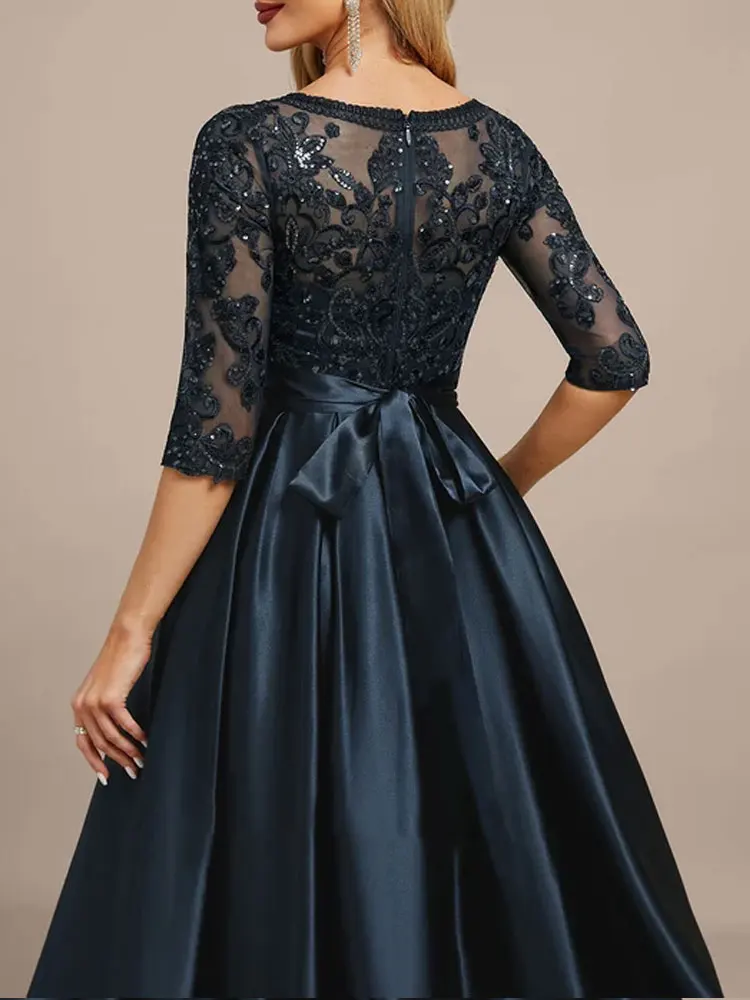 accessories for a navy blue lace dress Navy Off Shoulder Maxi Dress with Embroidered Side Detail main image 1