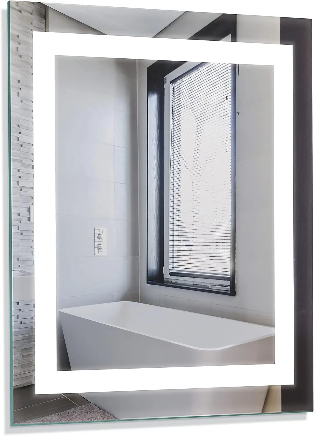 

100150 24” x 30" LED Bathroom Mirror, Anti Fog Wall Mounted Horizontal or Vertical Vanity, 5000 Kelvin, Bright White Daylight