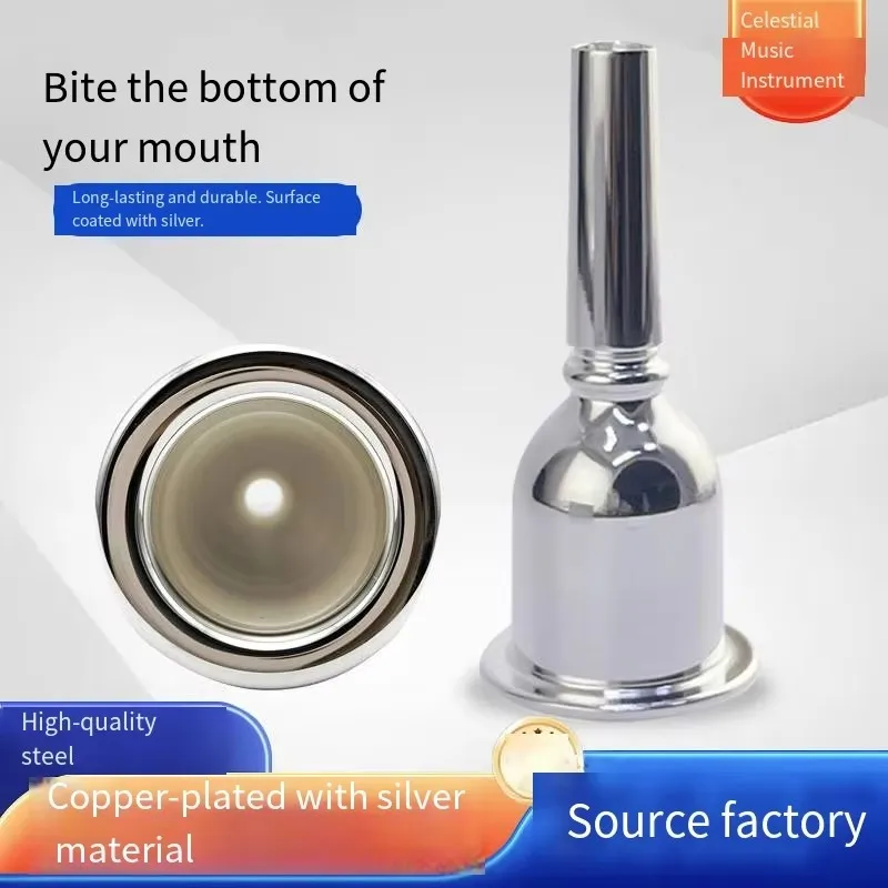 Size Professional Grade Silver Plated Tuba Mouthpiece For Alto Trumpet Brass Instrument Performance Replacement Accessorie