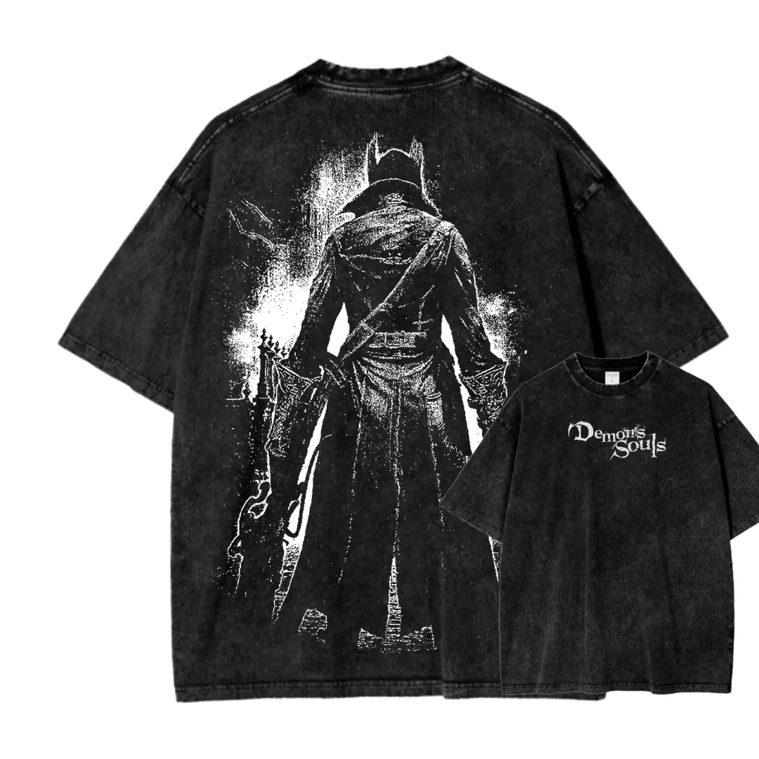 Hot Classic Action Game Dark Souls Peripherals Graphic Print T-Shirt Men Women Oversize Vintage Washed Cotton Top Summer New Tee