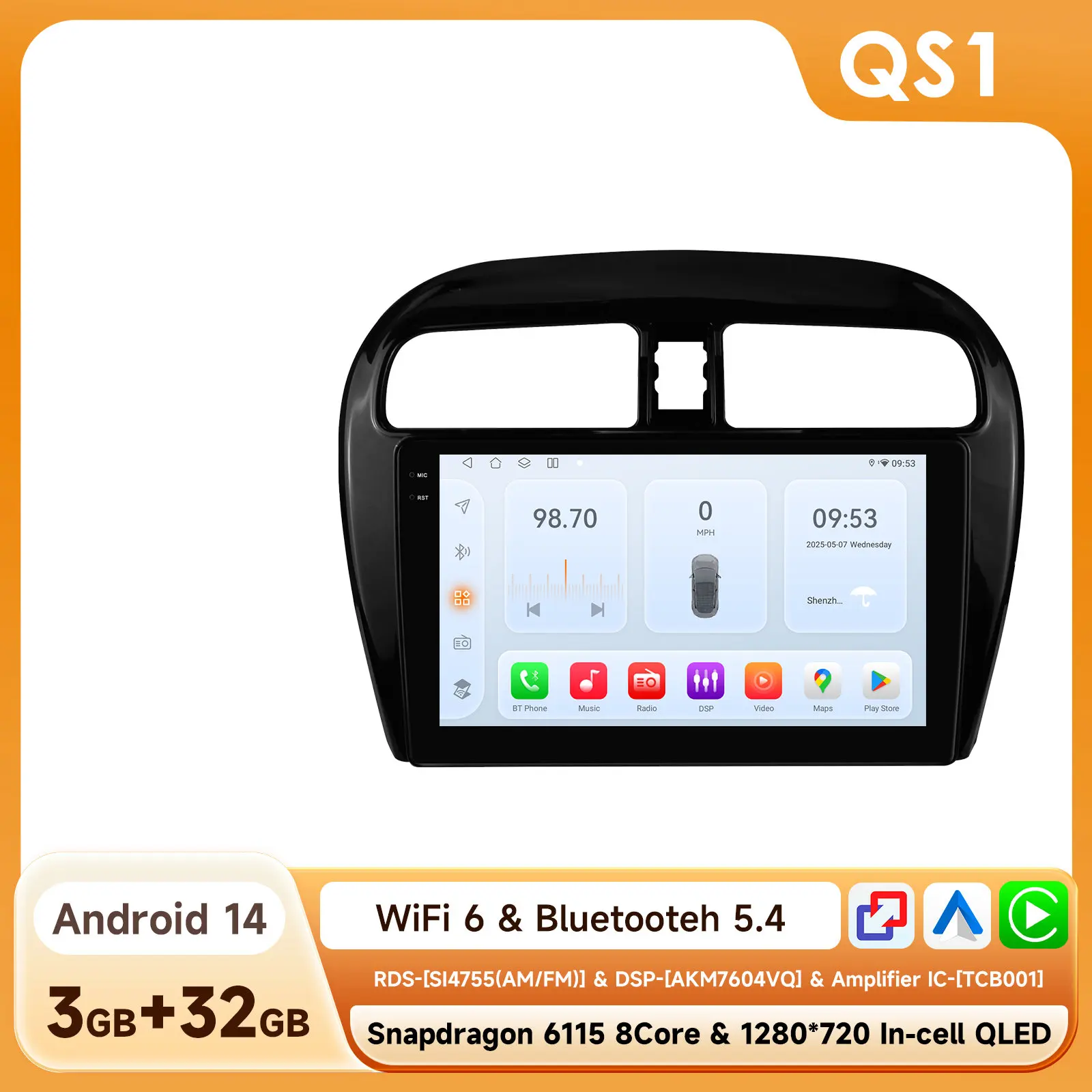 2 Din Android Autoradio Multimidia voor MITSUBISHI Mirage Spacestar Attrage 2012 -2018 Dodge Attitude GPS Navigatie Carplay 2din