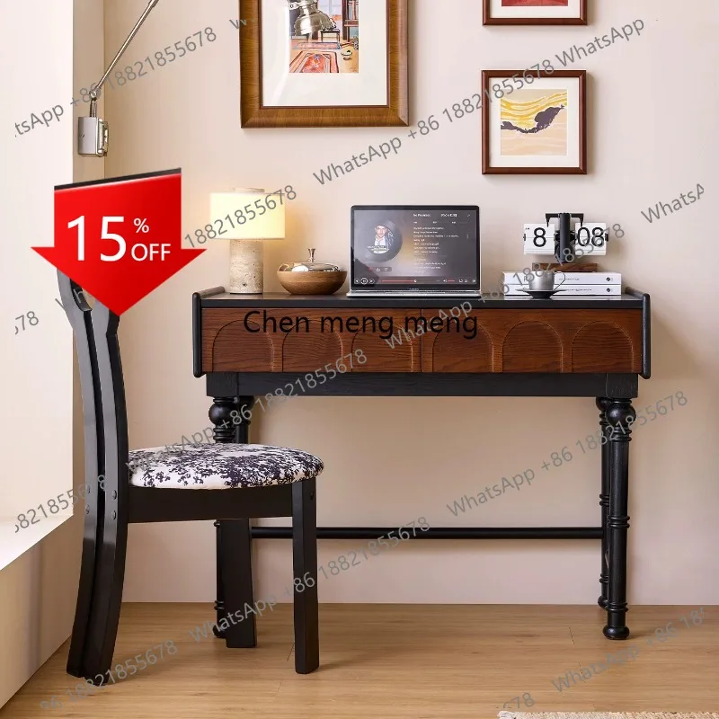 

E153 French antique solid wood desk bedroom bedside study makeup table retro dresser