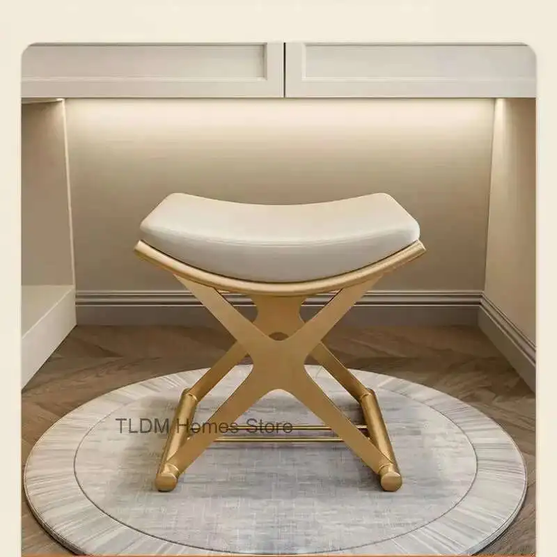 

Bedroom dressing table stool Entrance Shoe bench ​Metal small Makeup chair designer Soft bag footrest Hallway ottoman Furniture