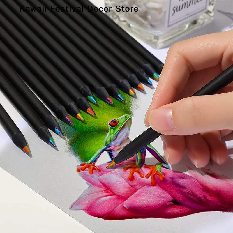 1Pc 7 Colors Gradient Rainbow Pencils Jumbo-Colored Pencils Multicolored Pencils for Art Drawing Coloring Sketching Random Color