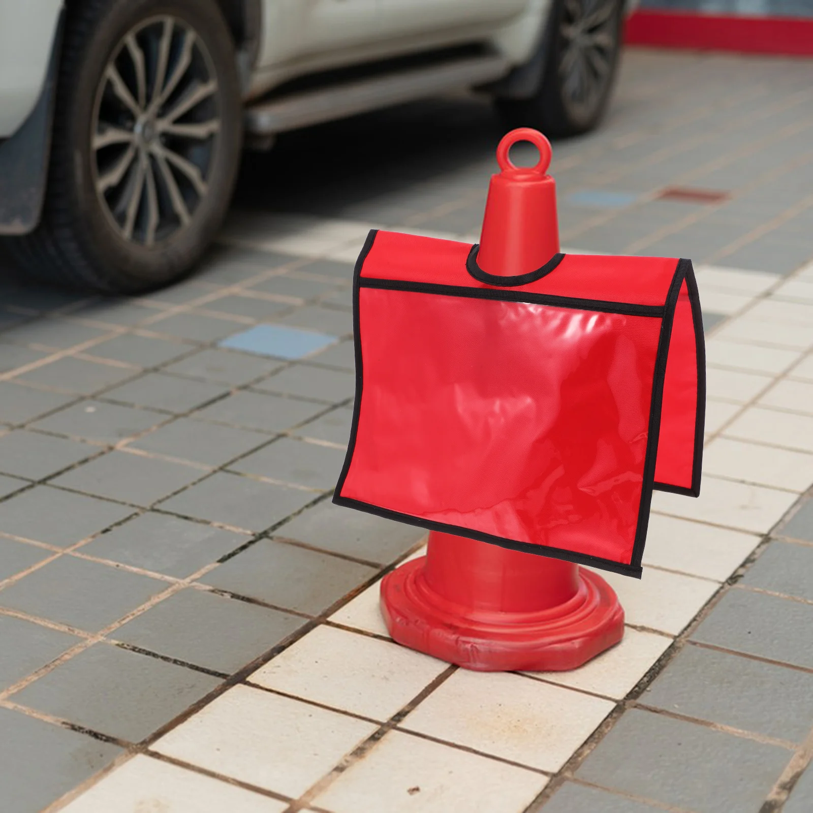 2 Pieces Cone Warning Sign Bright Yellow Reflective Traffic Cone Sleeve For Cushion Covers for Safety Vest Pocket PE PVC