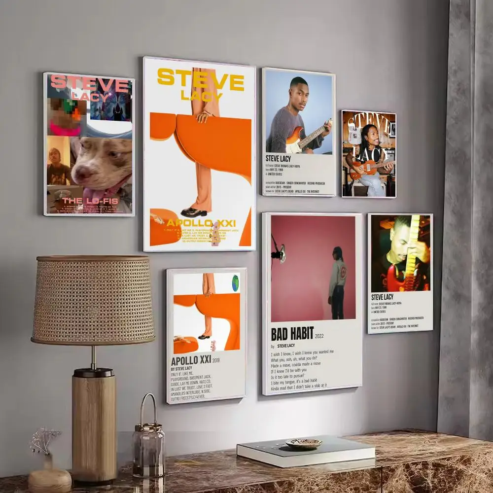Pop Singer Music Album S-Steve Lacy Poster Decorative Wall Art Stickers Mural Photo Print for Home Living Room Hallway Decor