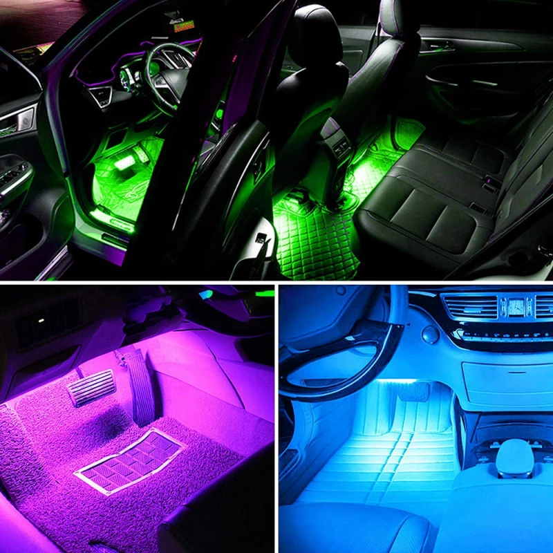 Led Car Foot Ambient Light With USB Cigarette Lighter Backlight Music Control App RGB Auto Interior Decorative Atmosphere Lights