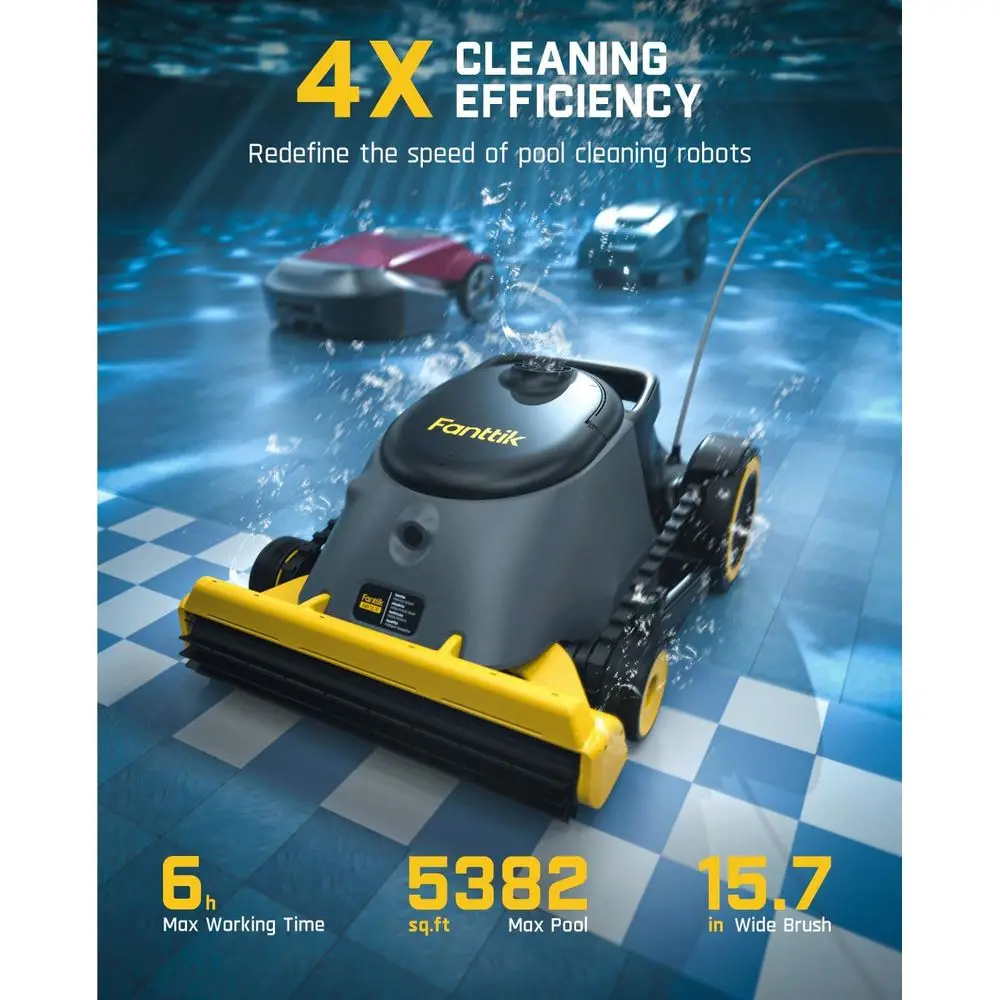 水平水線清掃、4倍の効率、6時間稼働時間のコードレスロボットプール掃除機、水線、壁、床をきれいにします