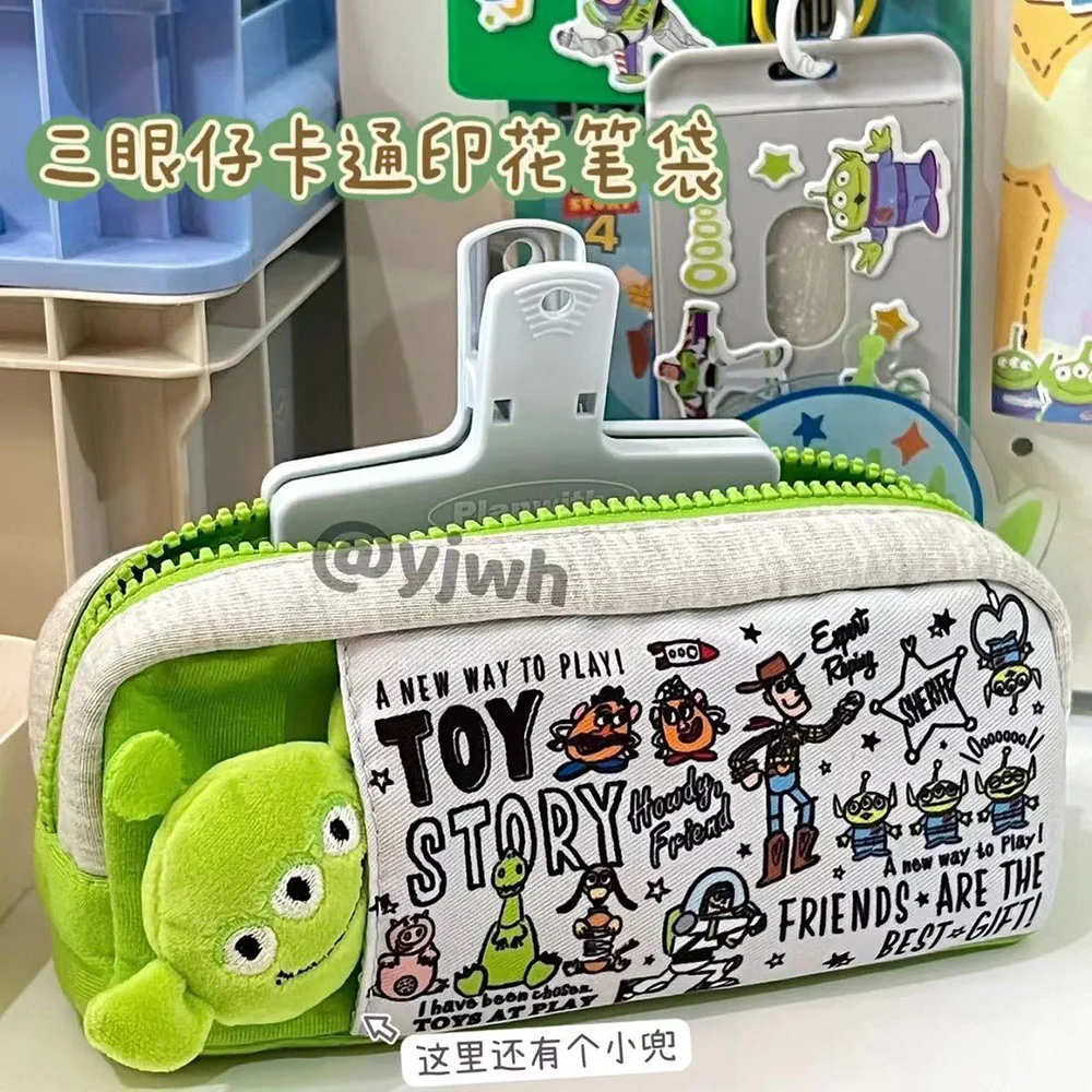 디즈니 토이 스토리 귀여운 외계인 어린이를위한 대형 연필 케이스 만화 인형 연필 케이스 펜 가방 연필 상자 파우치 편지지 크리스마스 선물