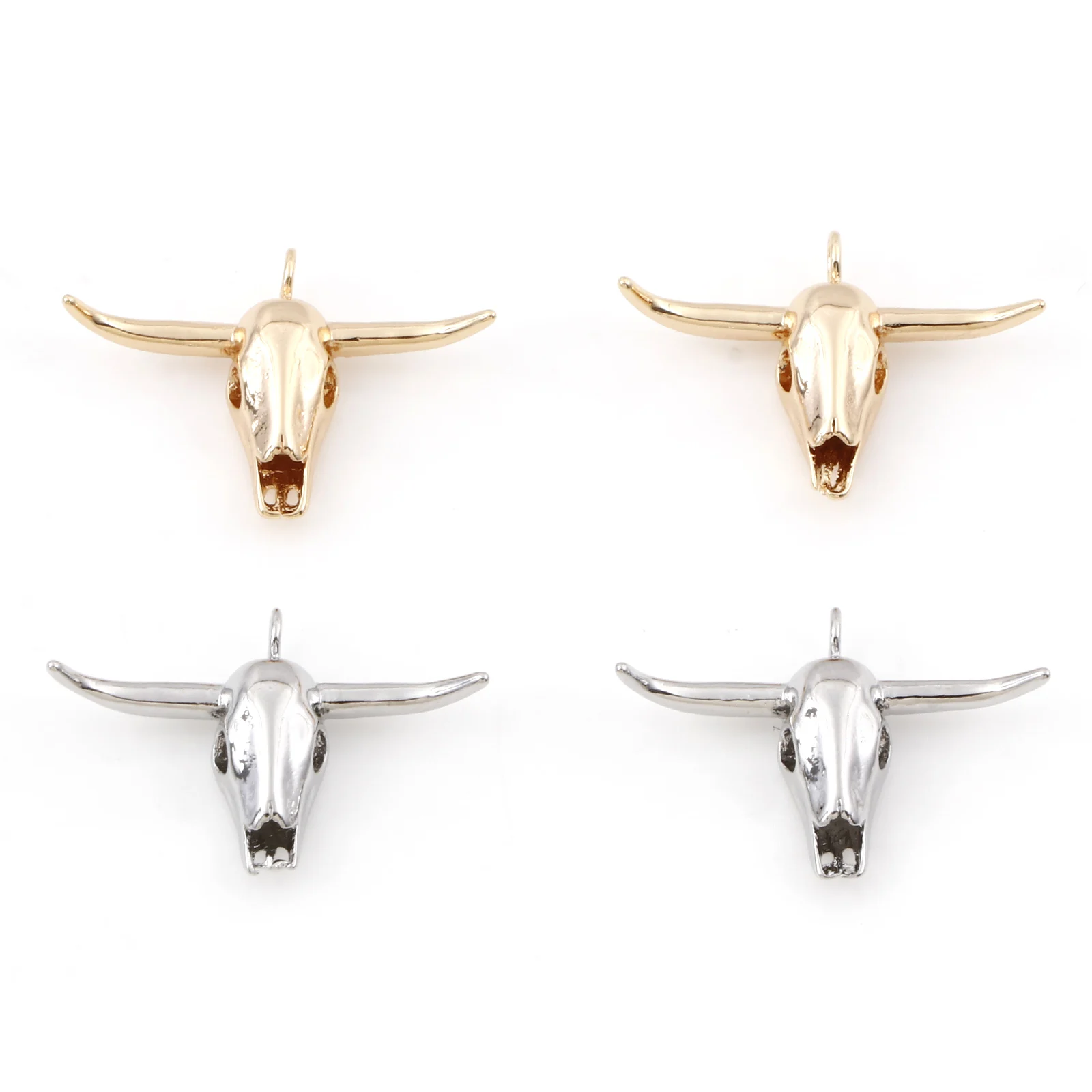 2PCs Bohemia Copper Cow Bone Charms Real Gold Plated Animal Pendants For Jewelry Making Diy Necklace Handmade Findings 24 x 17mm