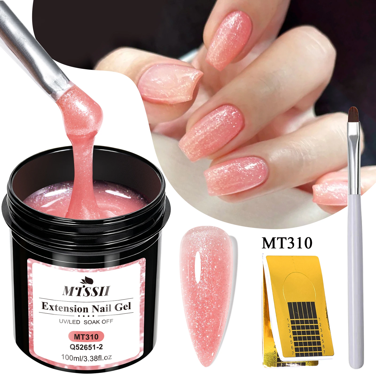 3pcs 100ml Large Capacity Glitter Extension Gel Nail Polish Set White Pink Soak Off Acrylic Builder UV Gel Varnish Nail Tool Kit