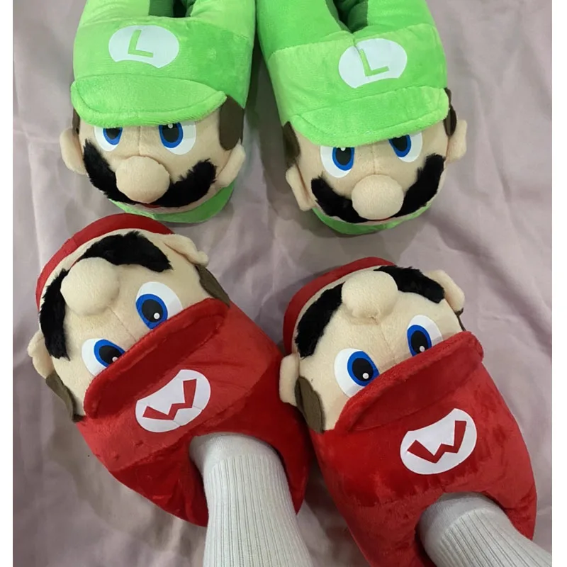 Neue Mario Cartoon Hausschuhe Winter Hausschuhe Frauen Männer Lustige Plüsch Schuhe Cartoon Plüsch Paar Nette Hause Hausschuhe Heißer Verkauf