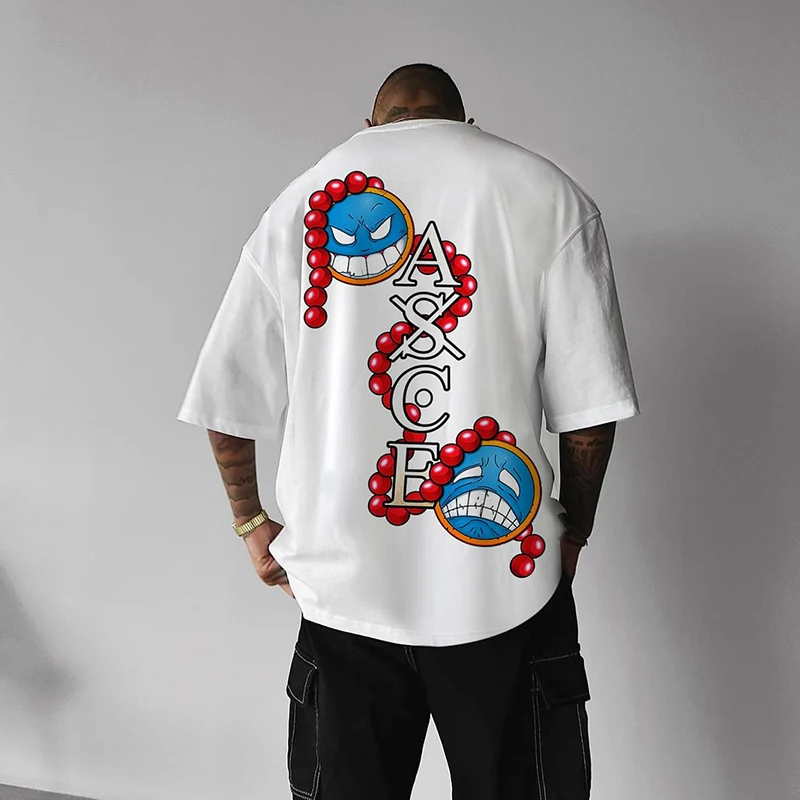 Summer Y2K Clothes Men's T-Shirt One Piece Anime Harajuku Trend Women Oversized Short Sleeves Tee Casual Cotton Tops Streetwear