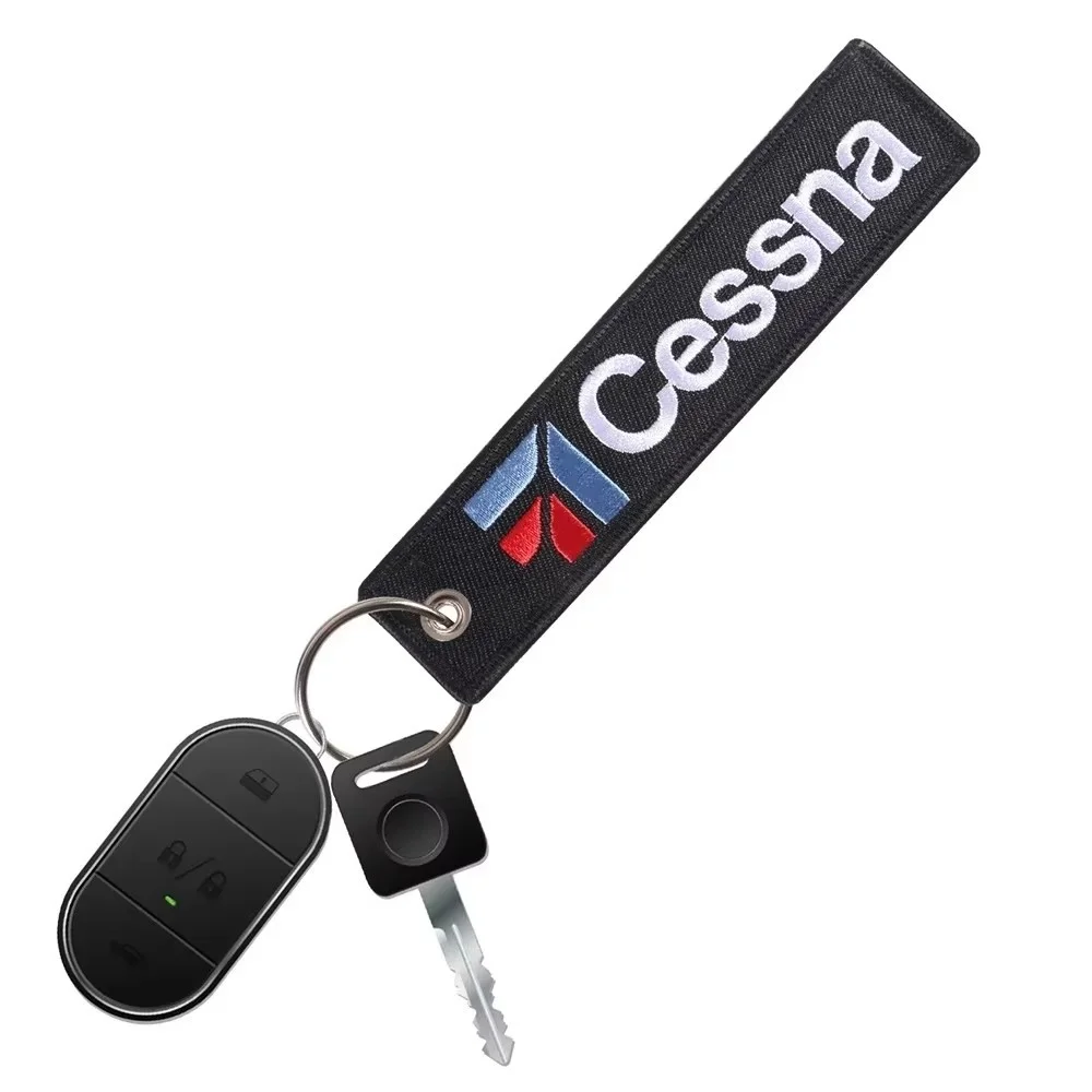 4PCS Double-sided Text Embroidery Keychain CESSNA Aviation Flight Motorcycle and Car Keychains Accessories Backpack Luggage Tag view 6