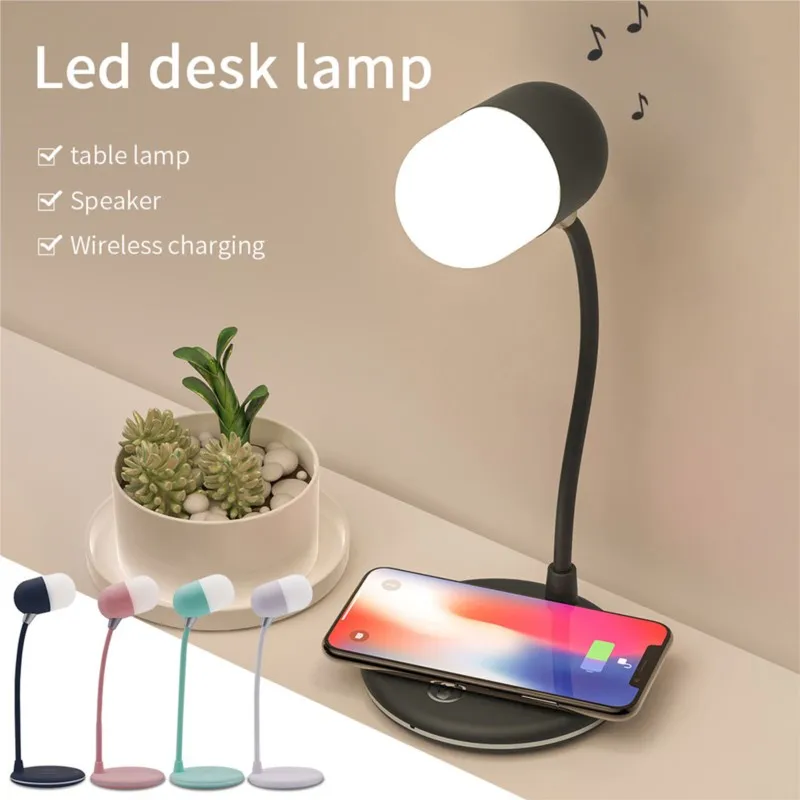 Hot Bluetooth Speaker Wireless Charger Table Lamp Universal Fast Charging For S8 S9 S10 For 8 7 XR 11 Charge