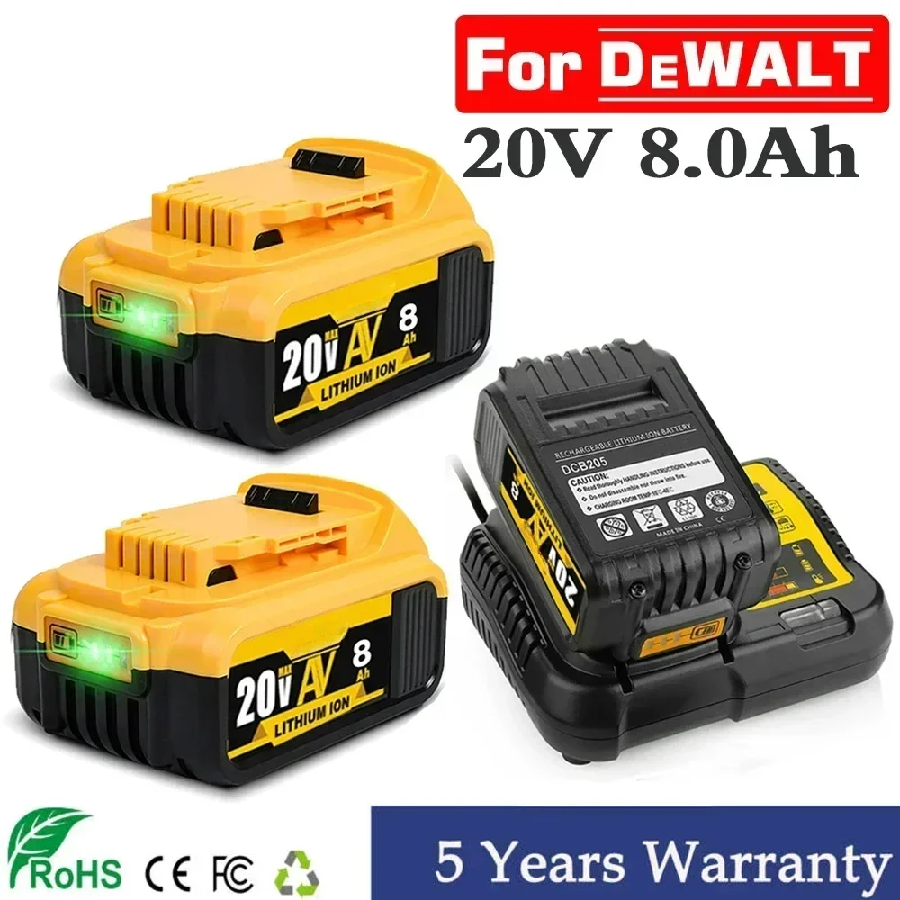 NEW Battery Compatible with dewalt power Tools 18V 8Ah rechargeable electric tool Lithium batteries 20V 18Volt 18v 5Ah 6Ah 8Ah