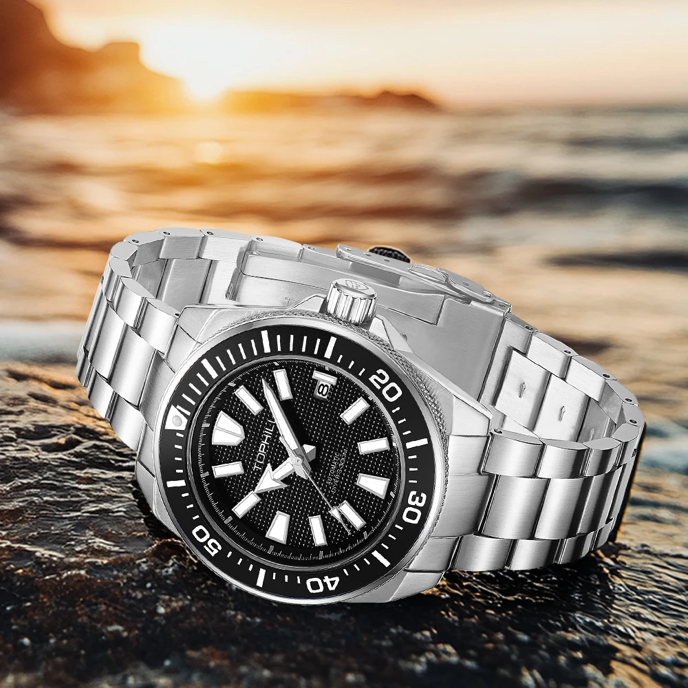 TOPHILL montre de plongée mécanique automatique 300M étanche Super lumineux montres pour hommes mouvement NH35 43.5mm horloges saphir